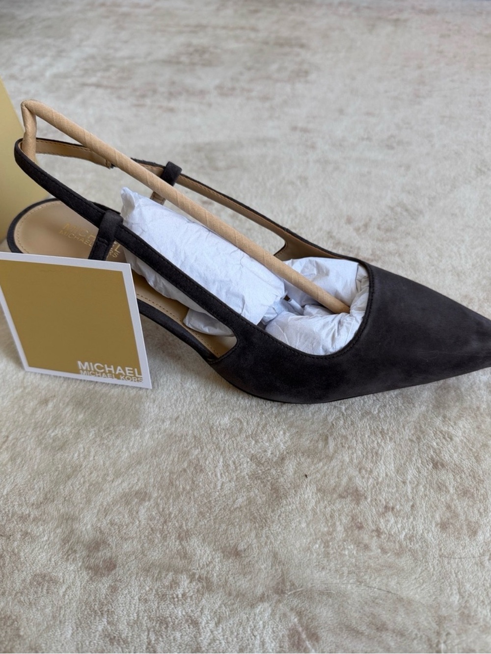 NWT Michael Kors Alora Chocolate Suede Slingback Heels 9